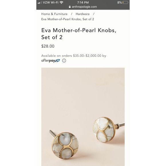 NWT Anthropologie Mother of Pearl 2 Knobs Sold Out - Picture 2 of 2
